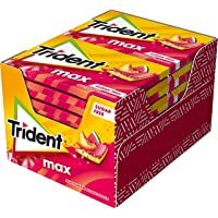 Los mejores  - Trident Max Melocotón y Sandía - Chicles sin Azúcar con Sabor a Melocotón y Sandía- Paquete de 12 Envases de 23 g